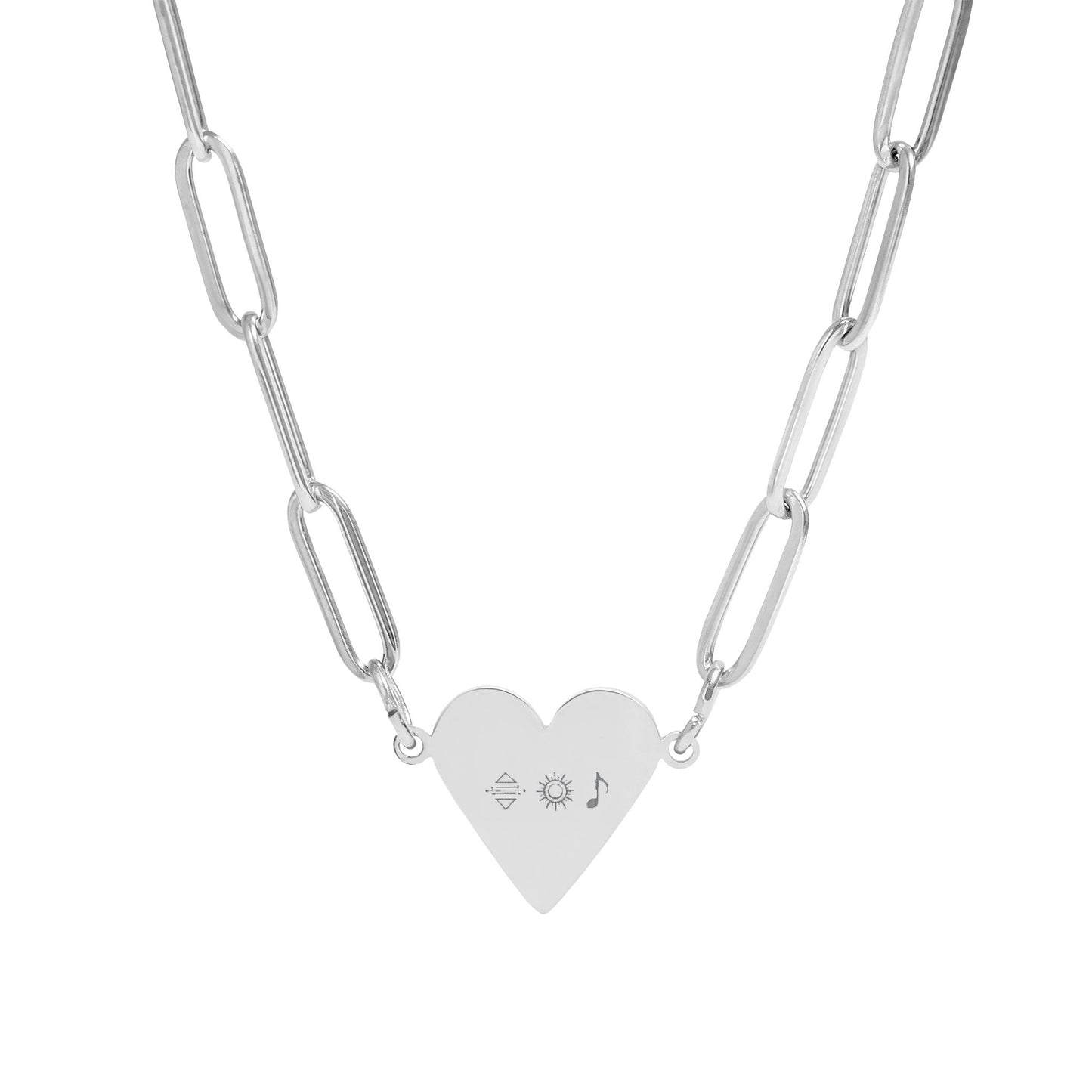 Collier cœur trombone — pendentif gravé personnalisé avec chaîne (or ou or rose)