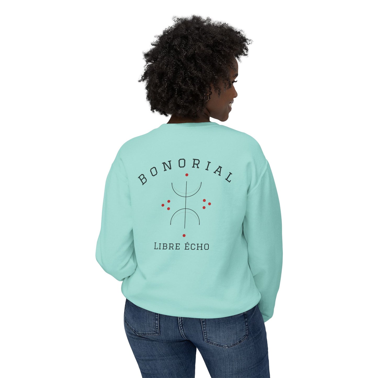 Bonorial Libre Echo Crewneck Sweatshirt — Minimal Geometric Back Graphic