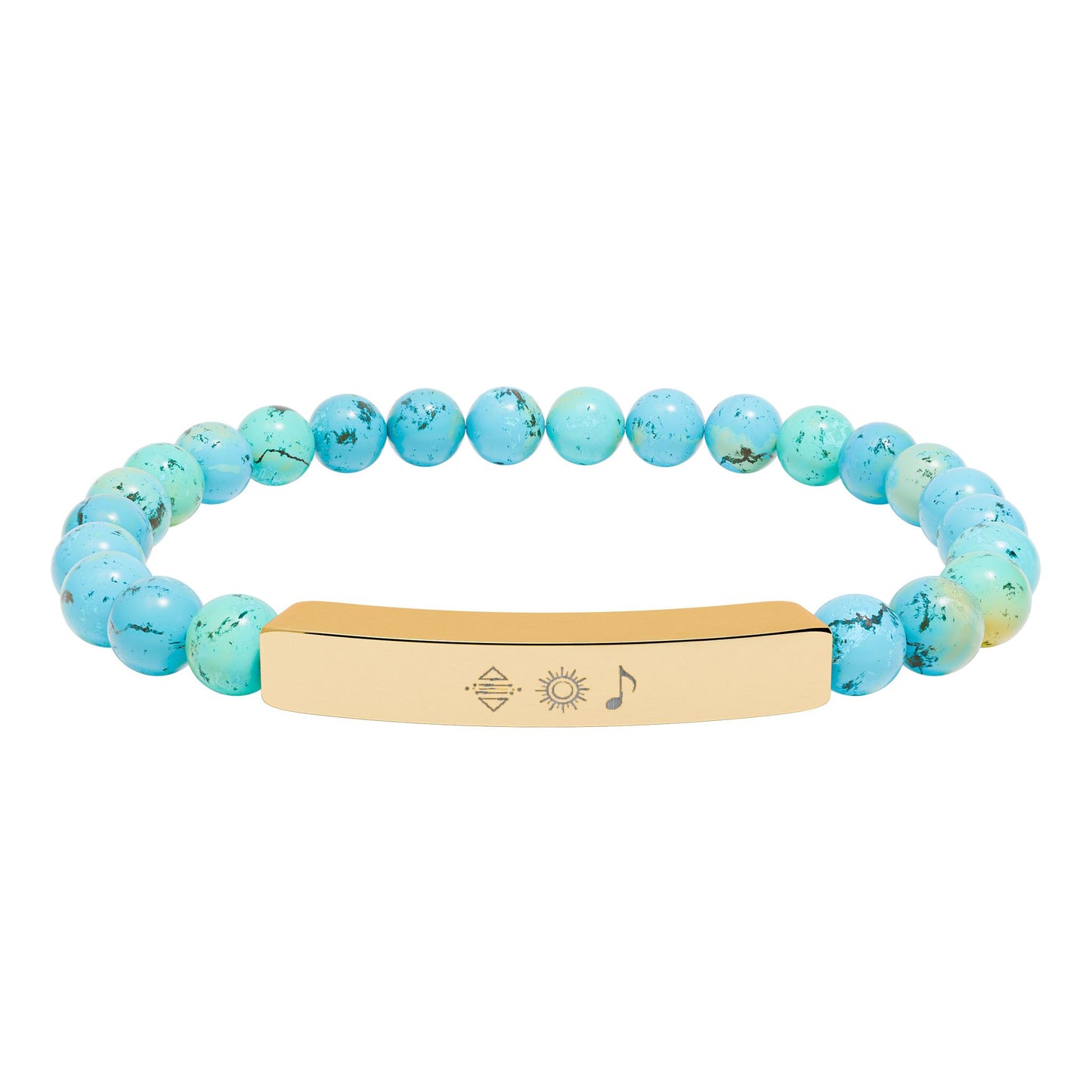 Bracelet barre en perles de pierre naturelle gravable — bracelet extensible personnalisé
