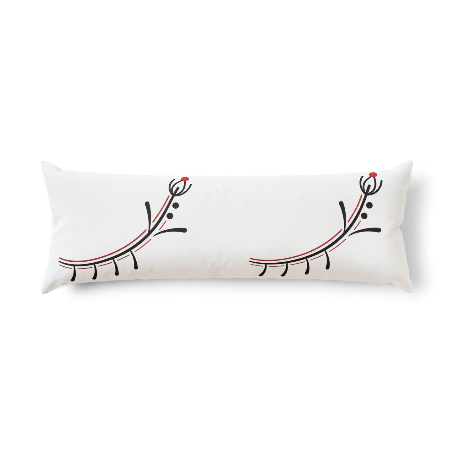 Floral Eyelash Body Pillow — Decorative Long Lumbar Pillow with Minimalist Flower Motif