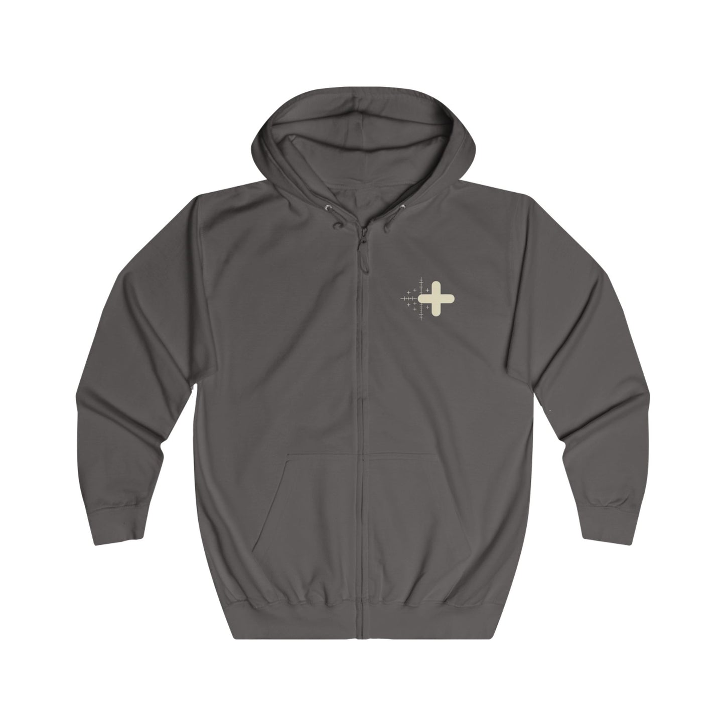 Sweat à capuche zippé Cipher Flame — Sweat à capuche noir graphique à fermeture éclair complète avec motif Cipher Flame au dos