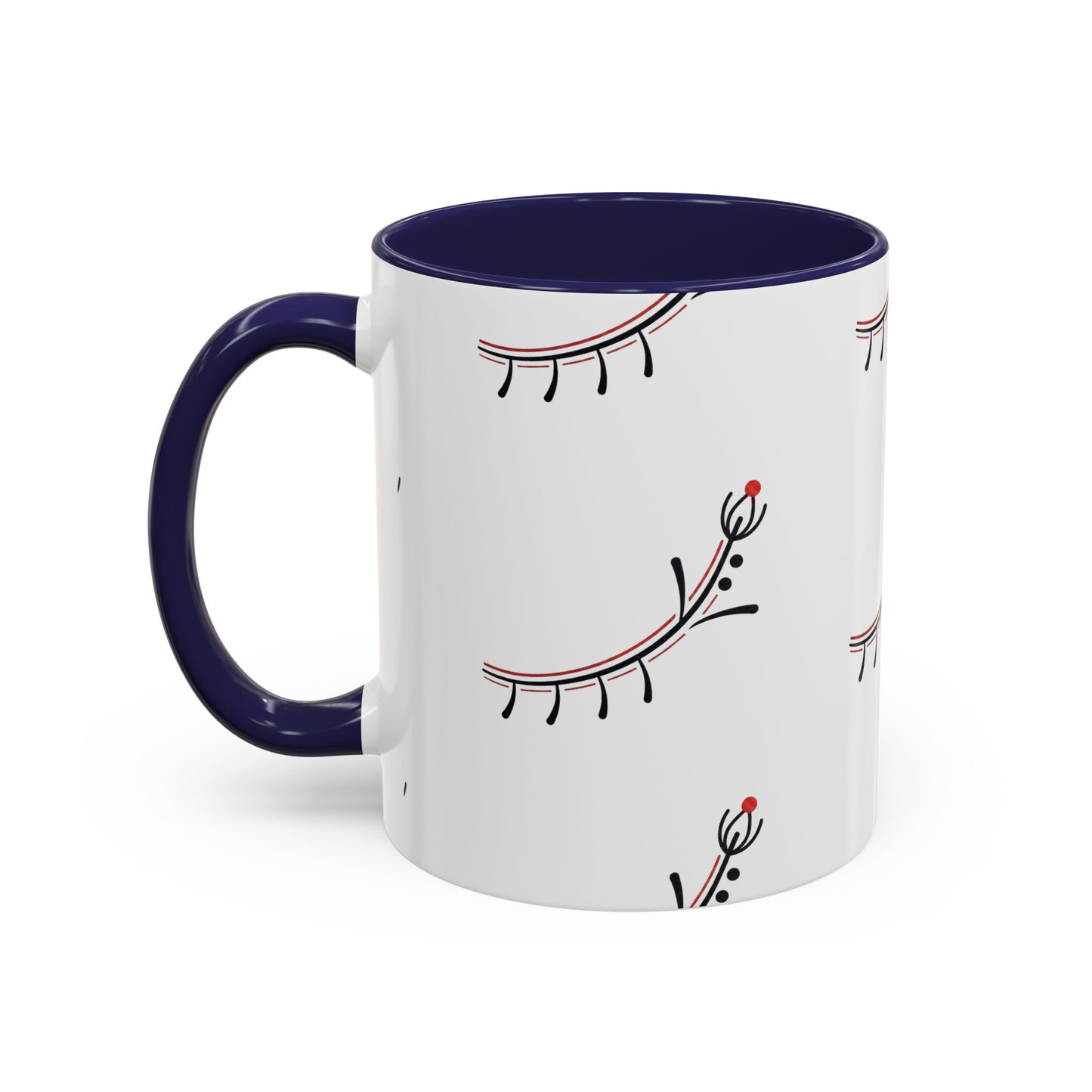 Floral Eyelash Accent Coffee Mug – Minimal Pink & Black Pattern (11/15 oz)