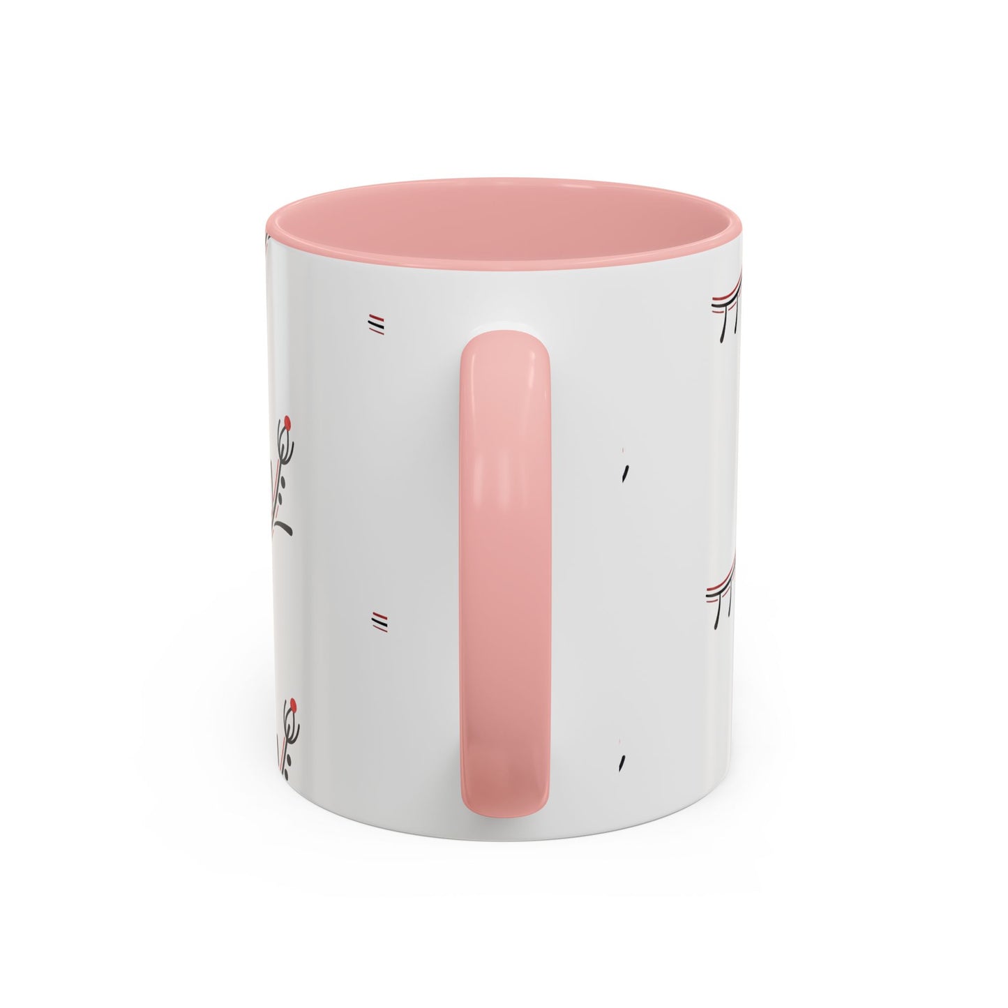 Floral Eyelash Accent Coffee Mug – Minimal Pink & Black Pattern (11/15 oz)