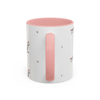 Floral Eyelash Accent Coffee Mug – Minimal Pink & Black Pattern (11/15 oz)
