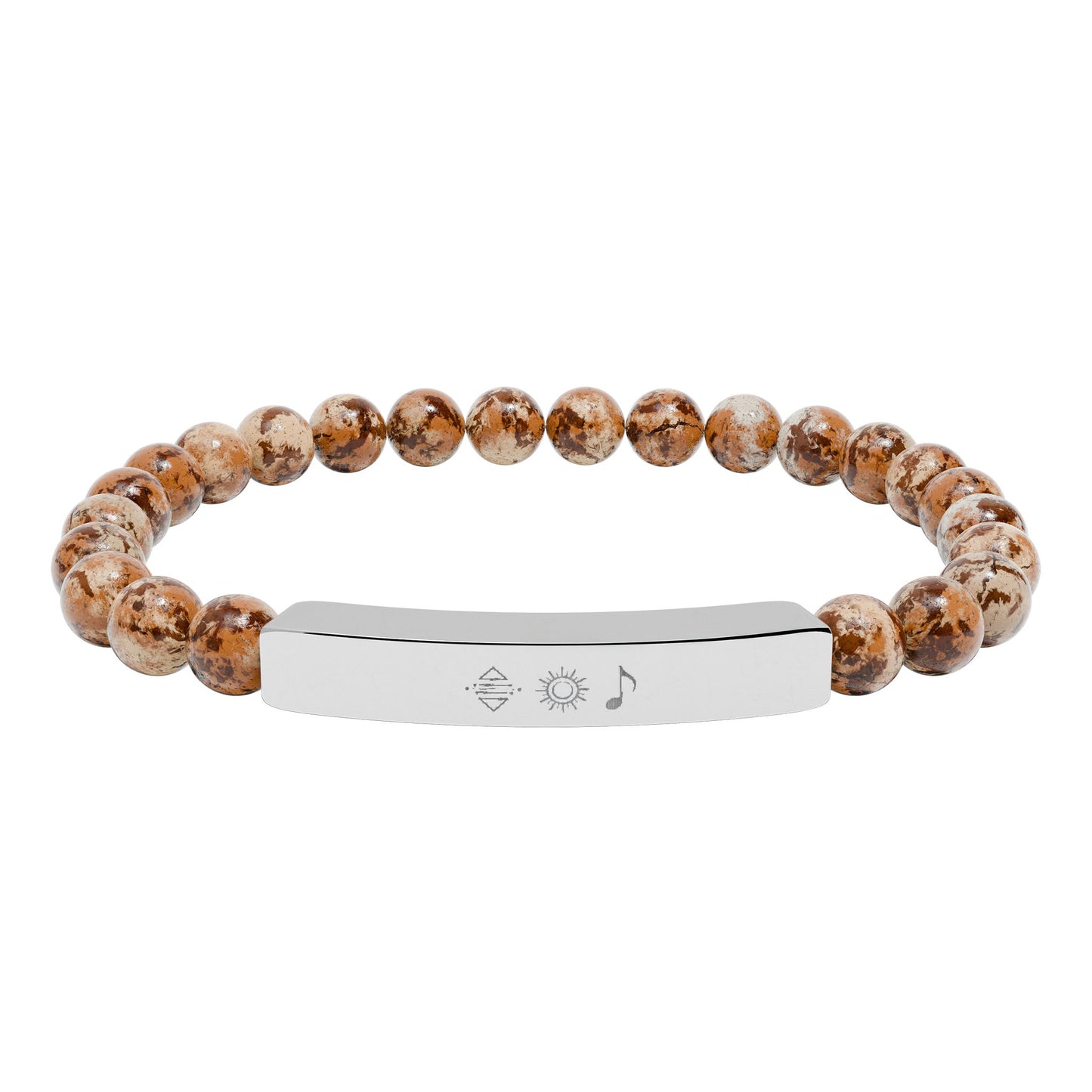 Bracelet barre en perles de pierre naturelle gravable — bracelet extensible personnalisé