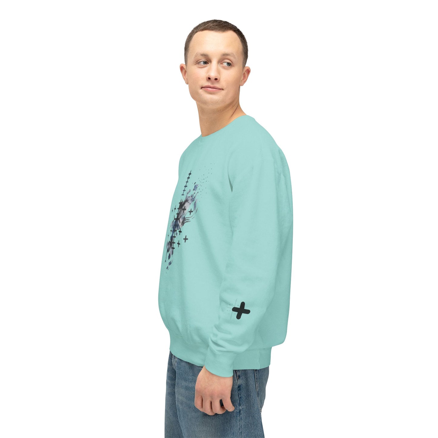 Sweat-shirt à col rond à motif floral abstrait Bonorial
