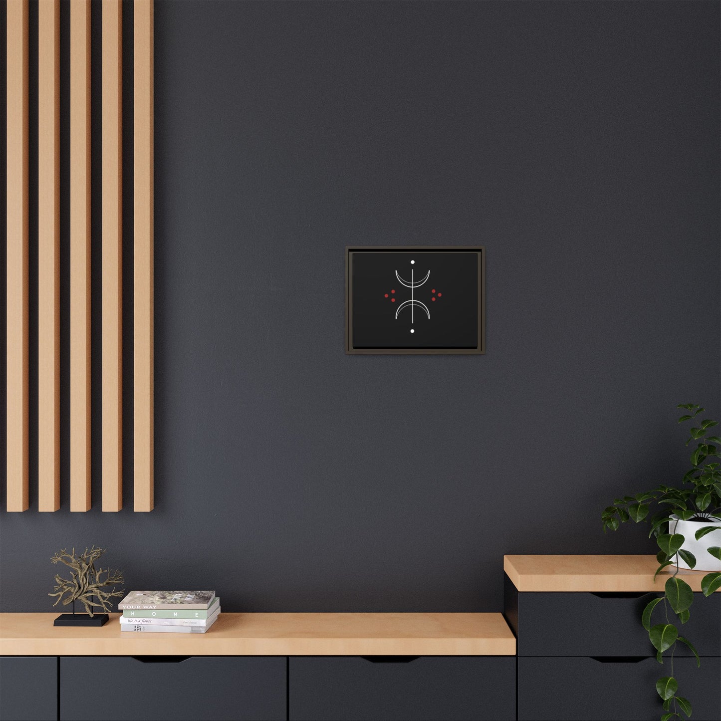 Minimalist Crescent Moon Wall Art — Matte Framed Canvas