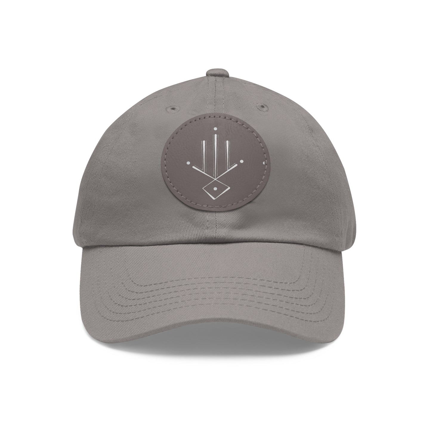 Minimalist Geometric Leather Patch Dad Hat — Modern Arrow Emblem