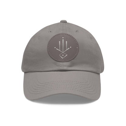 Minimalist Geometric Leather Patch Dad Hat — Modern Arrow Emblem