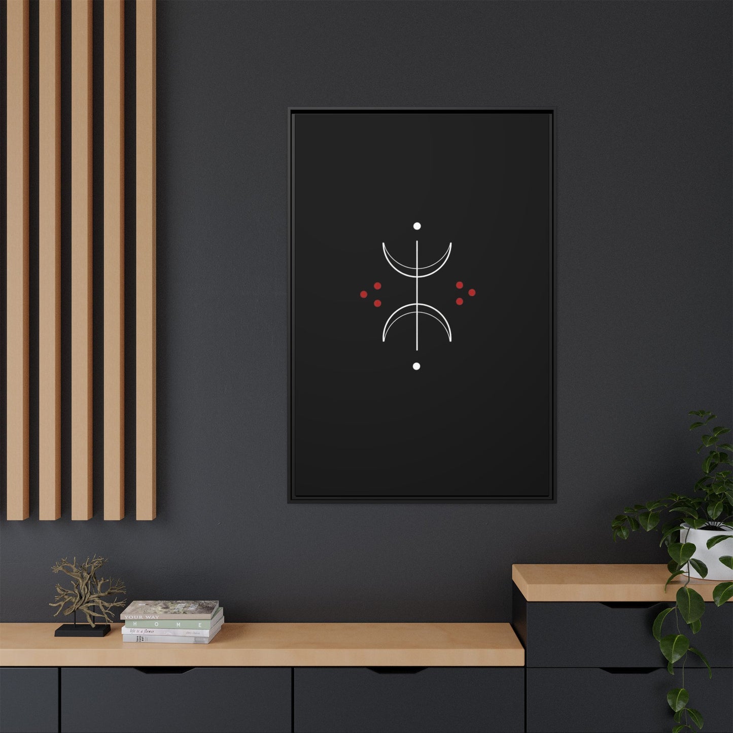 Minimalist Crescent Moon Wall Art — Matte Framed Canvas