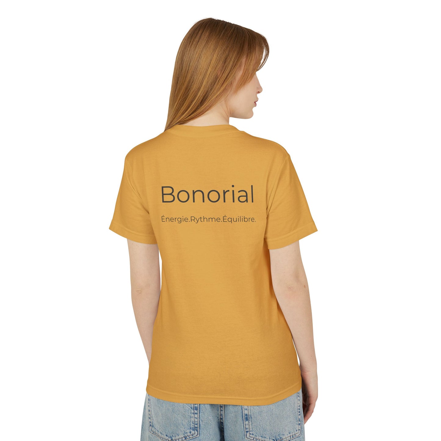 T-shirt en coton à logo Bonorial minimaliste — Soleil, rythme et équilibre
