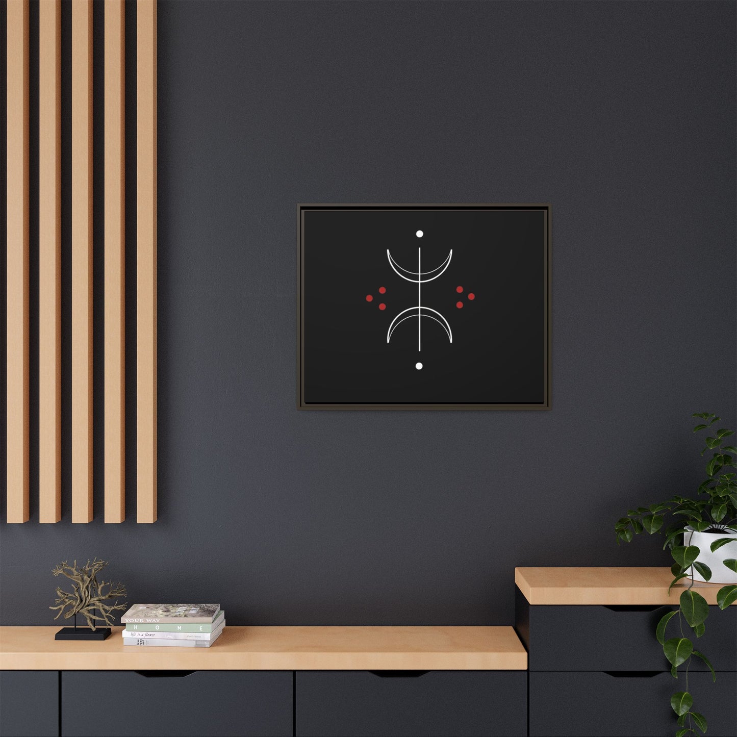 Minimalist Crescent Moon Wall Art — Matte Framed Canvas