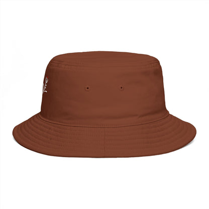 Minimalist Deer Antler Embroidered Bucket Hat — Rustic Brown Outdoor Sun Hat