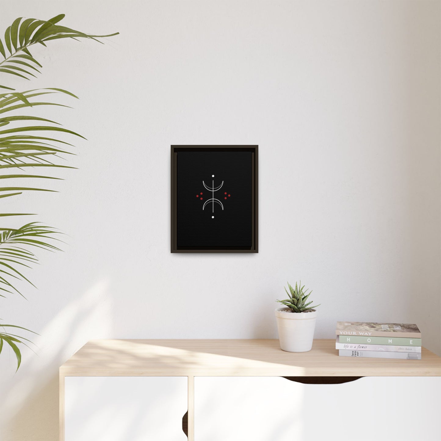 Minimalist Crescent Moon Wall Art — Matte Framed Canvas