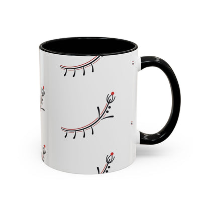 Floral Eyelash Accent Coffee Mug – Minimal Pink & Black Pattern (11/15 oz)