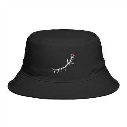 Minimalist Deer Antler Embroidered Bucket Hat — Rustic Brown Outdoor Sun Hat
