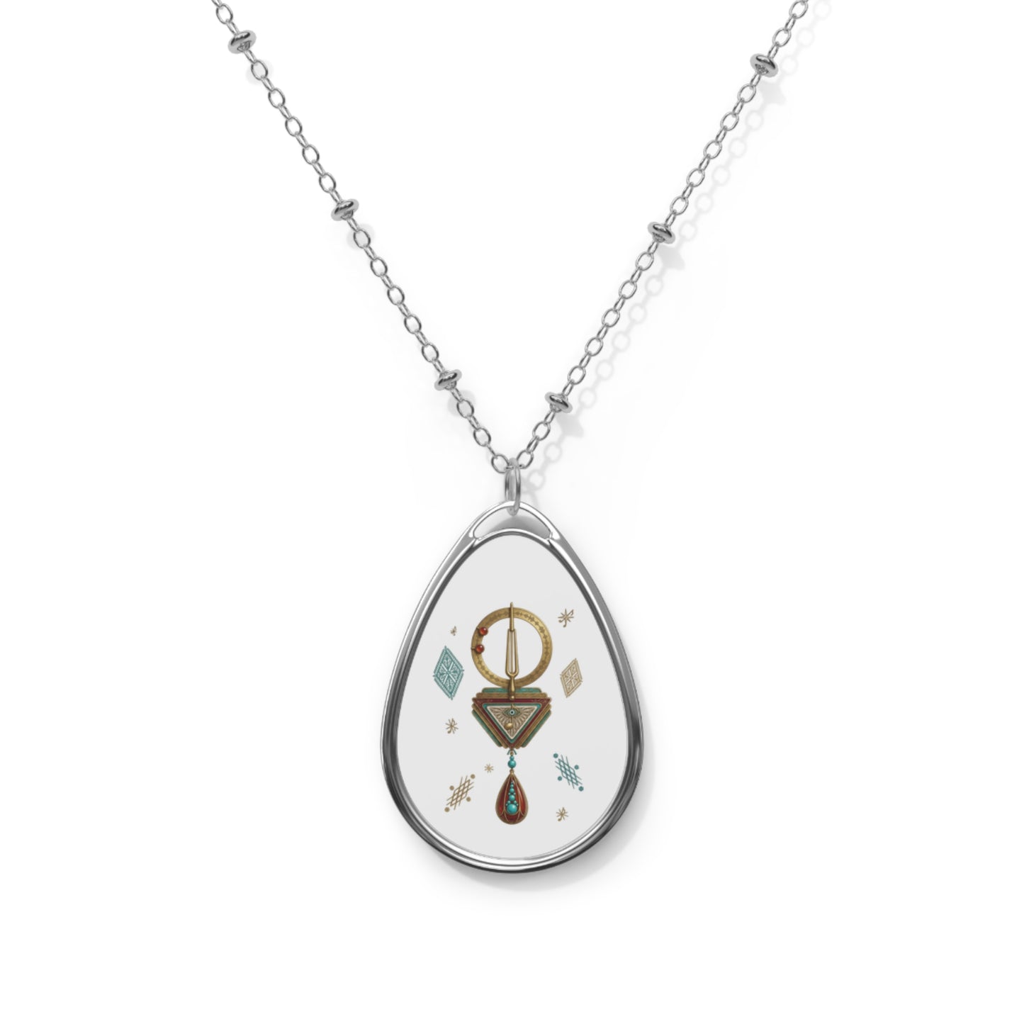 Collier pendentif ovale — collier médaillon goutte géométrique bohème