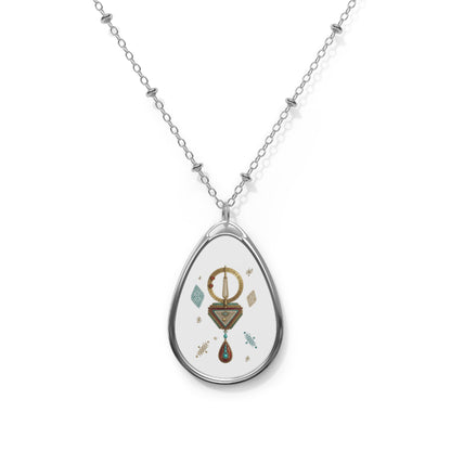 Collier pendentif ovale — collier médaillon goutte géométrique bohème