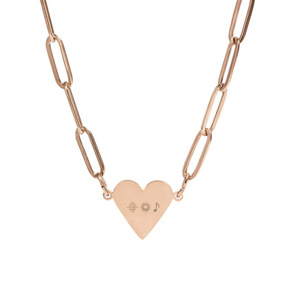 Collier cœur trombone — pendentif gravé personnalisé avec chaîne (or ou or rose)