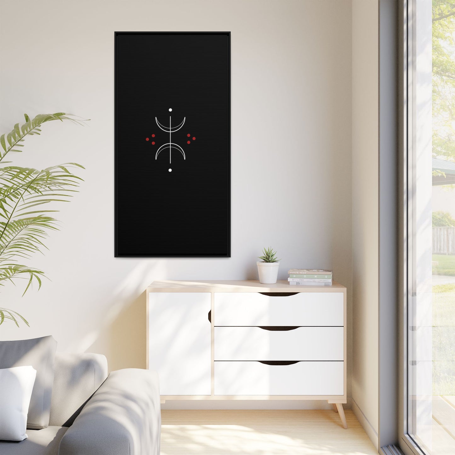 Minimalist Crescent Moon Wall Art — Matte Framed Canvas