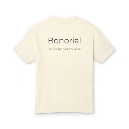 T-shirt en coton à logo Bonorial minimaliste — Soleil, rythme et équilibre