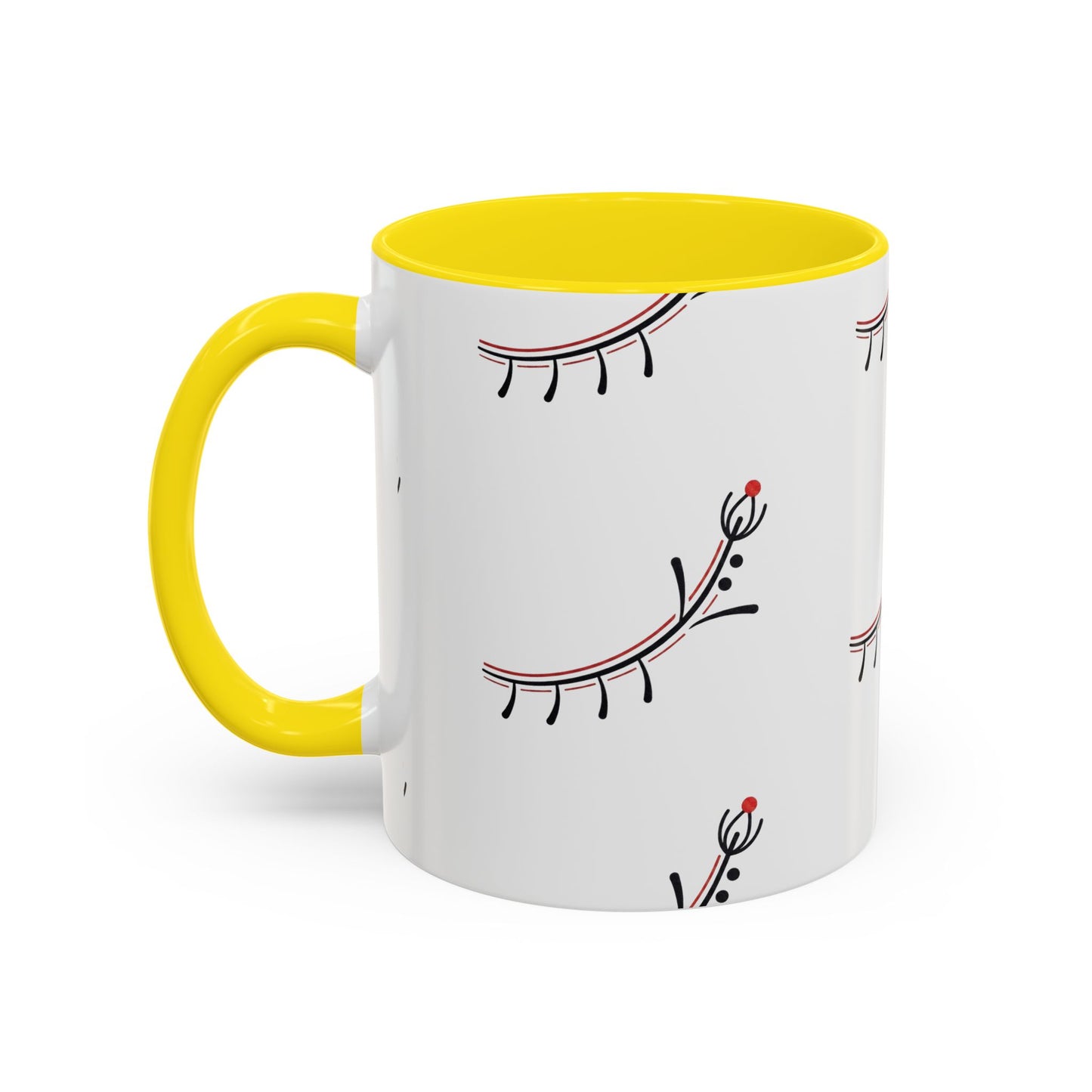 Floral Eyelash Accent Coffee Mug – Minimal Pink & Black Pattern (11/15 oz)