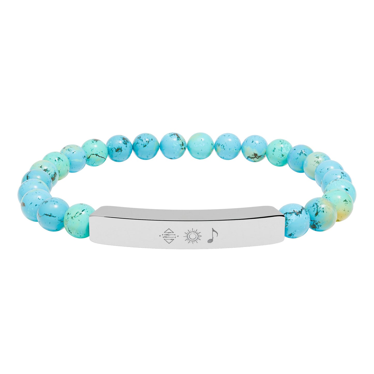 Bracelet barre en perles de pierre naturelle gravable — bracelet extensible personnalisé