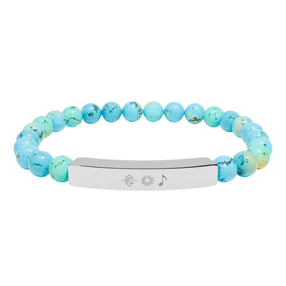 Bracelet barre en perles de pierre naturelle gravable — bracelet extensible personnalisé