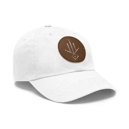 Minimalist Geometric Leather Patch Dad Hat — Modern Arrow Emblem