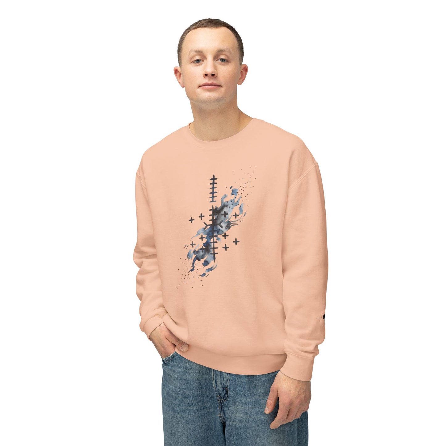 Sweat-shirt à col rond à motif floral abstrait Bonorial