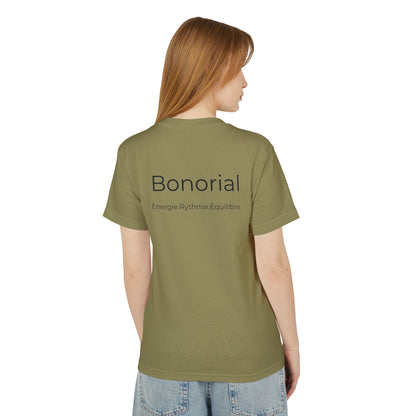T-shirt en coton à logo Bonorial minimaliste — Soleil, rythme et équilibre