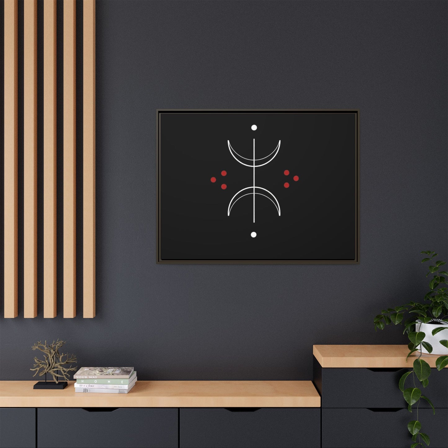 Minimalist Crescent Moon Wall Art — Matte Framed Canvas
