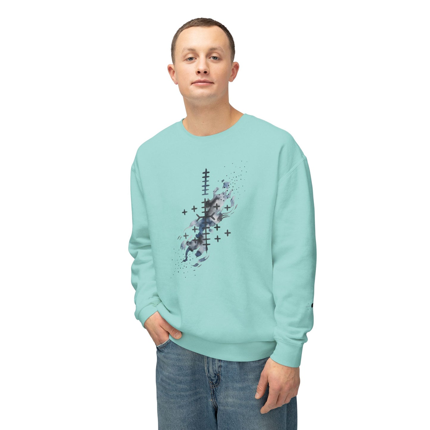 Sweat-shirt à col rond à motif floral abstrait Bonorial