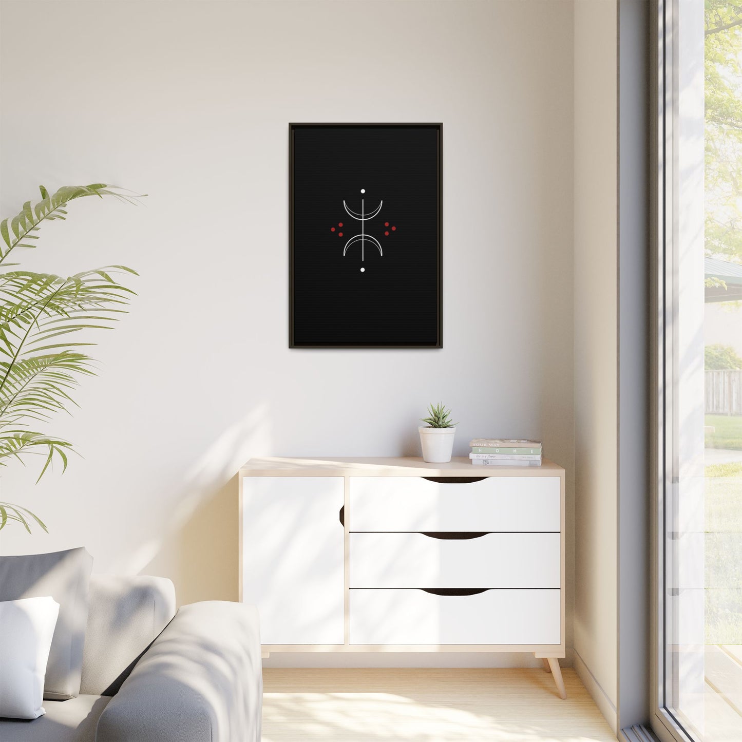 Minimalist Crescent Moon Wall Art — Matte Framed Canvas
