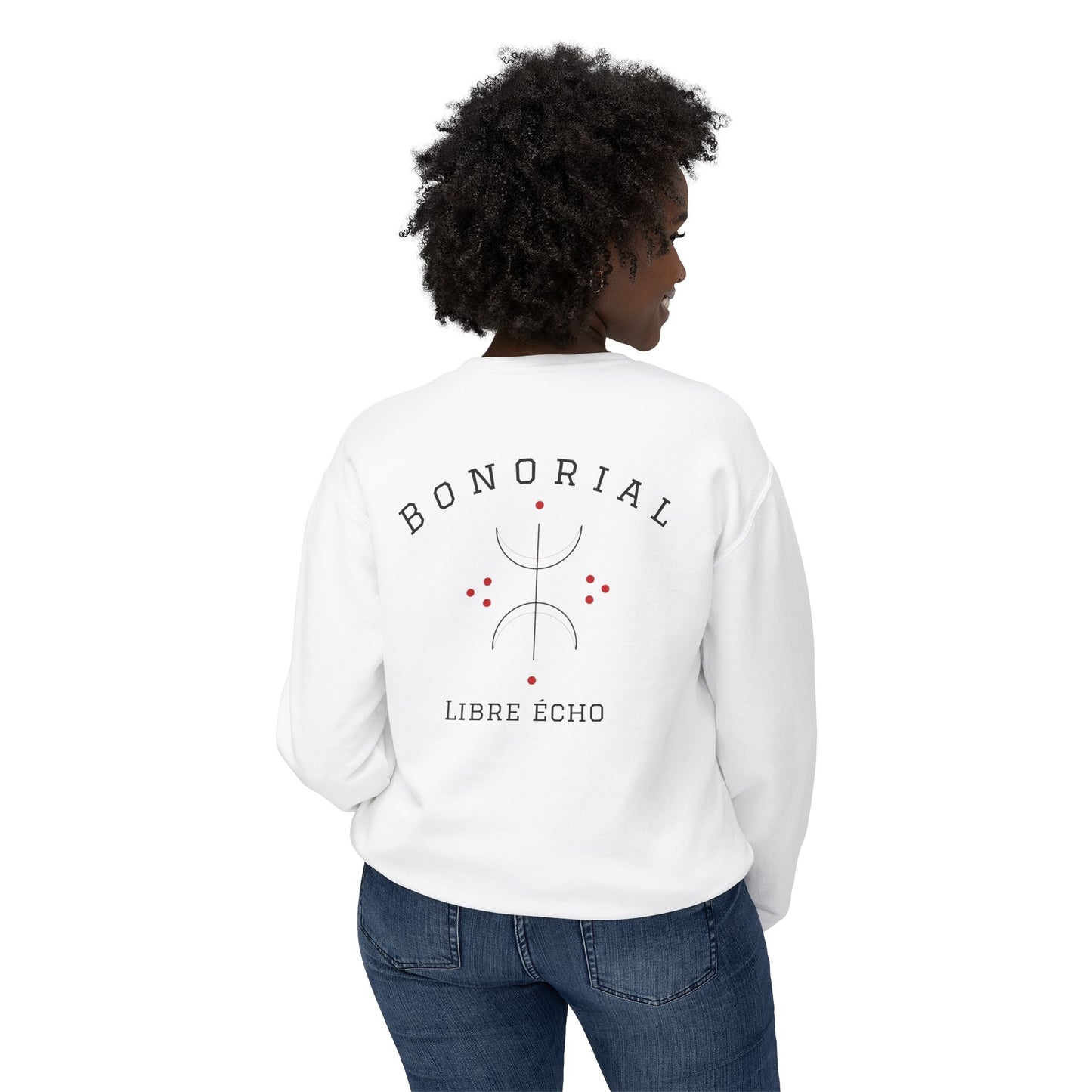 Bonorial Libre Echo Crewneck Sweatshirt — Minimal Geometric Back Graphic