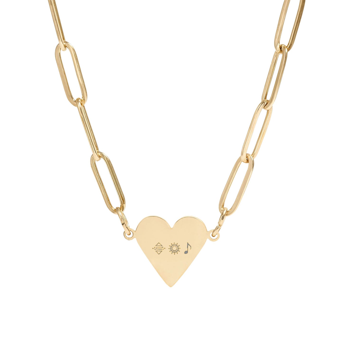 Collier cœur trombone — pendentif gravé personnalisé avec chaîne (or ou or rose)