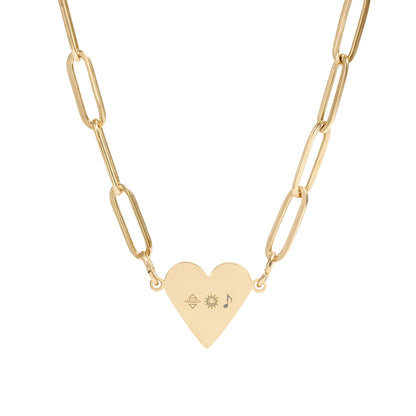 Collier cœur trombone — pendentif gravé personnalisé avec chaîne (or ou or rose)