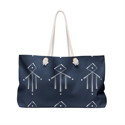 Sac week-end géométrique bleu marine – Sac fourre-tout de voyage minimaliste à motif de la main