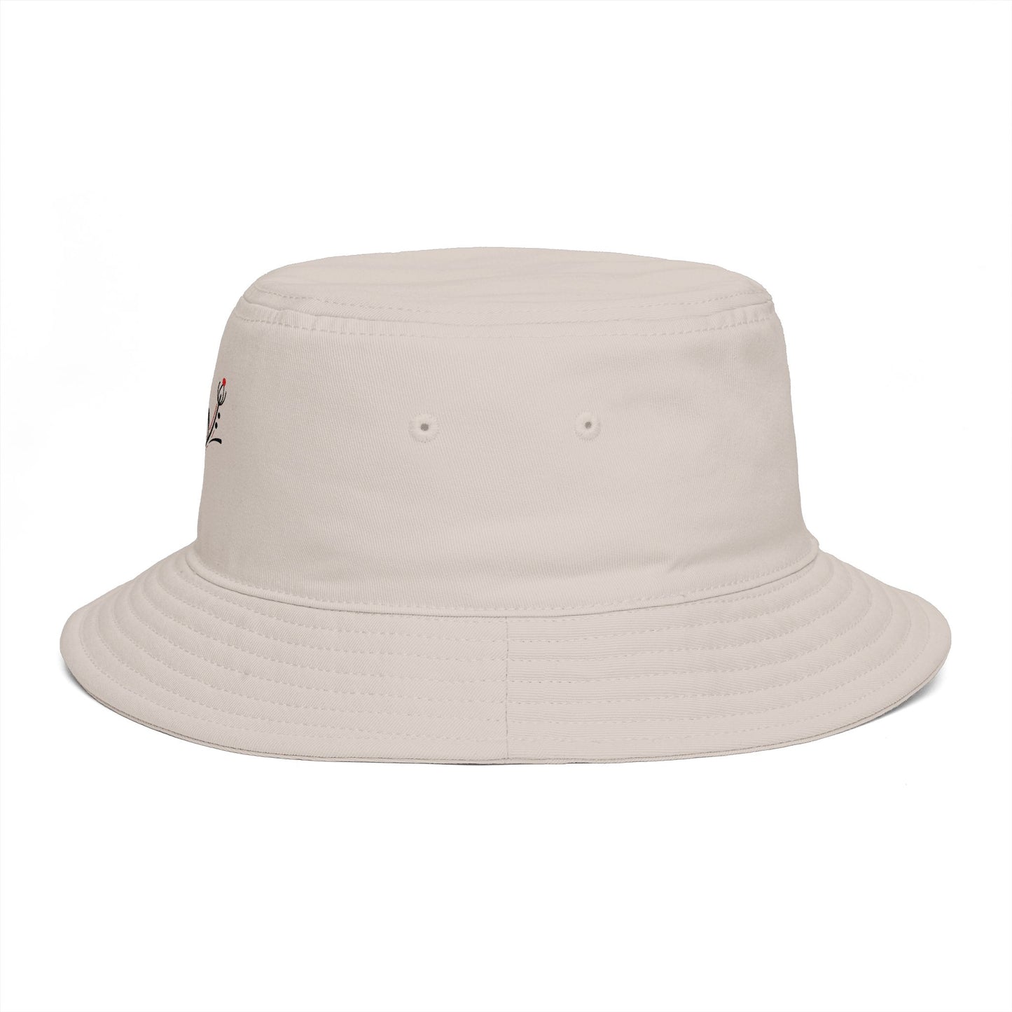 Embroidered Minimal Rose Bucket Hat — Elegant Floral Sun Hat