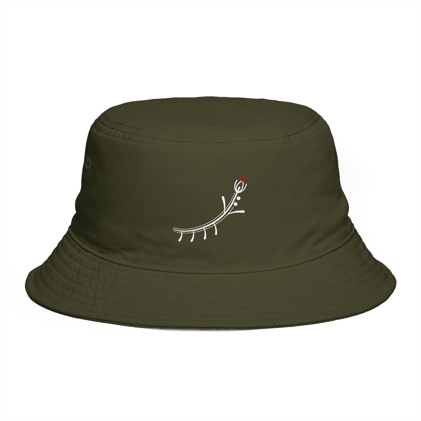 Minimalist Deer Antler Embroidered Bucket Hat — Rustic Brown Outdoor Sun Hat