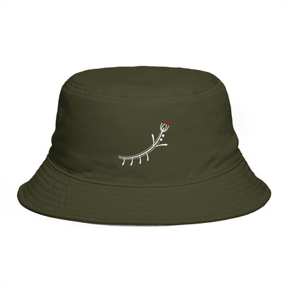 Minimalist Deer Antler Embroidered Bucket Hat — Rustic Brown Outdoor Sun Hat