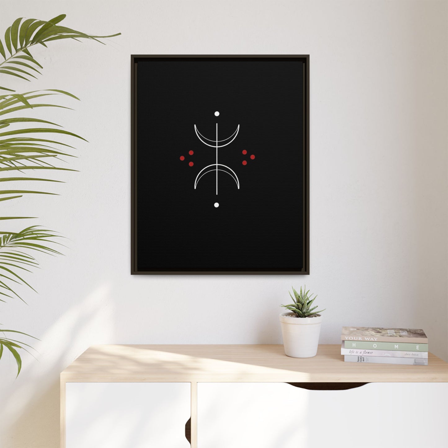 Minimalist Crescent Moon Wall Art — Matte Framed Canvas