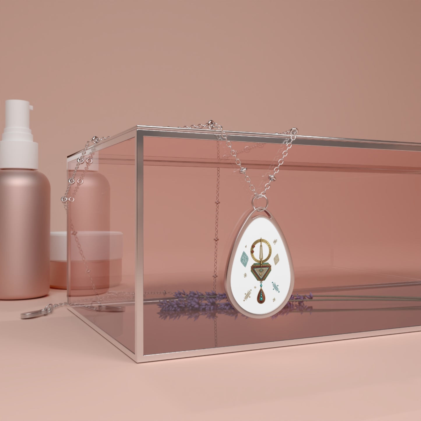 Collier pendentif ovale — collier médaillon goutte géométrique bohème
