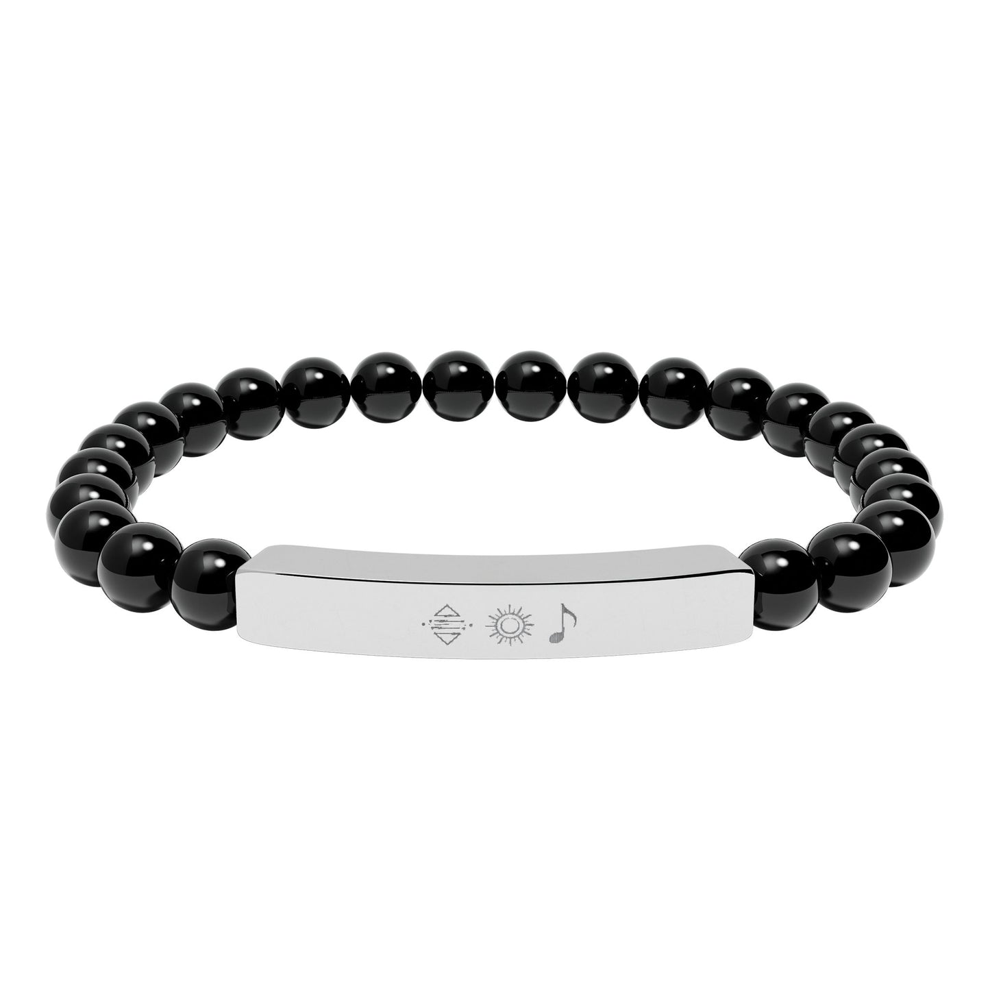 Bracelet barre en perles de pierre naturelle gravable — bracelet extensible personnalisé