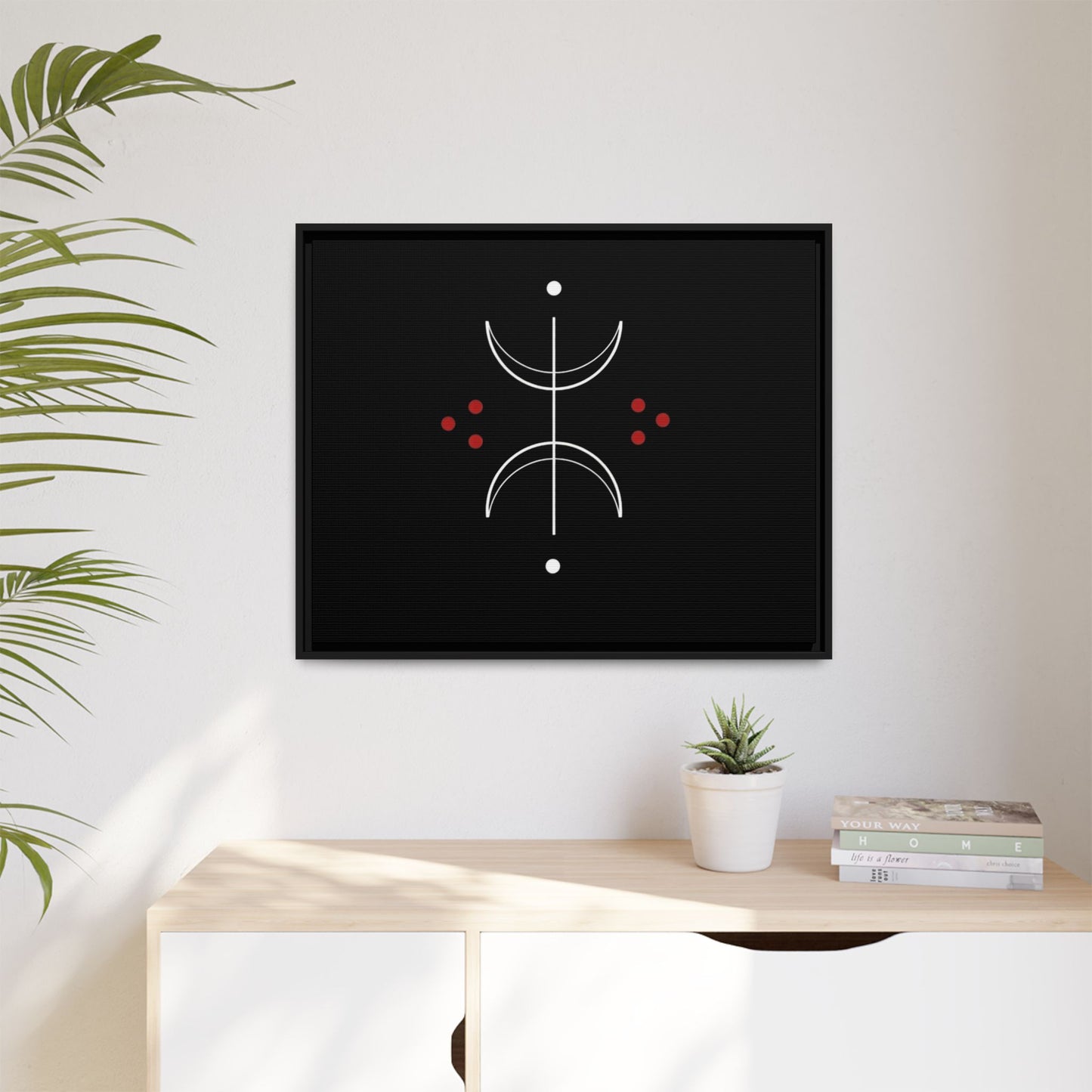 Minimalist Crescent Moon Wall Art — Matte Framed Canvas