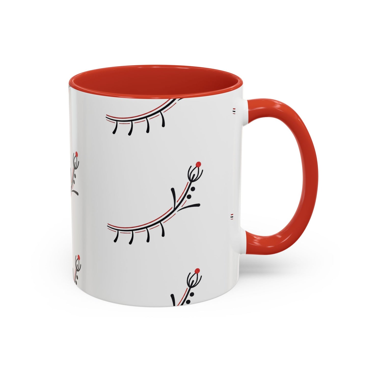 Floral Eyelash Accent Coffee Mug – Minimal Pink & Black Pattern (11/15 oz)