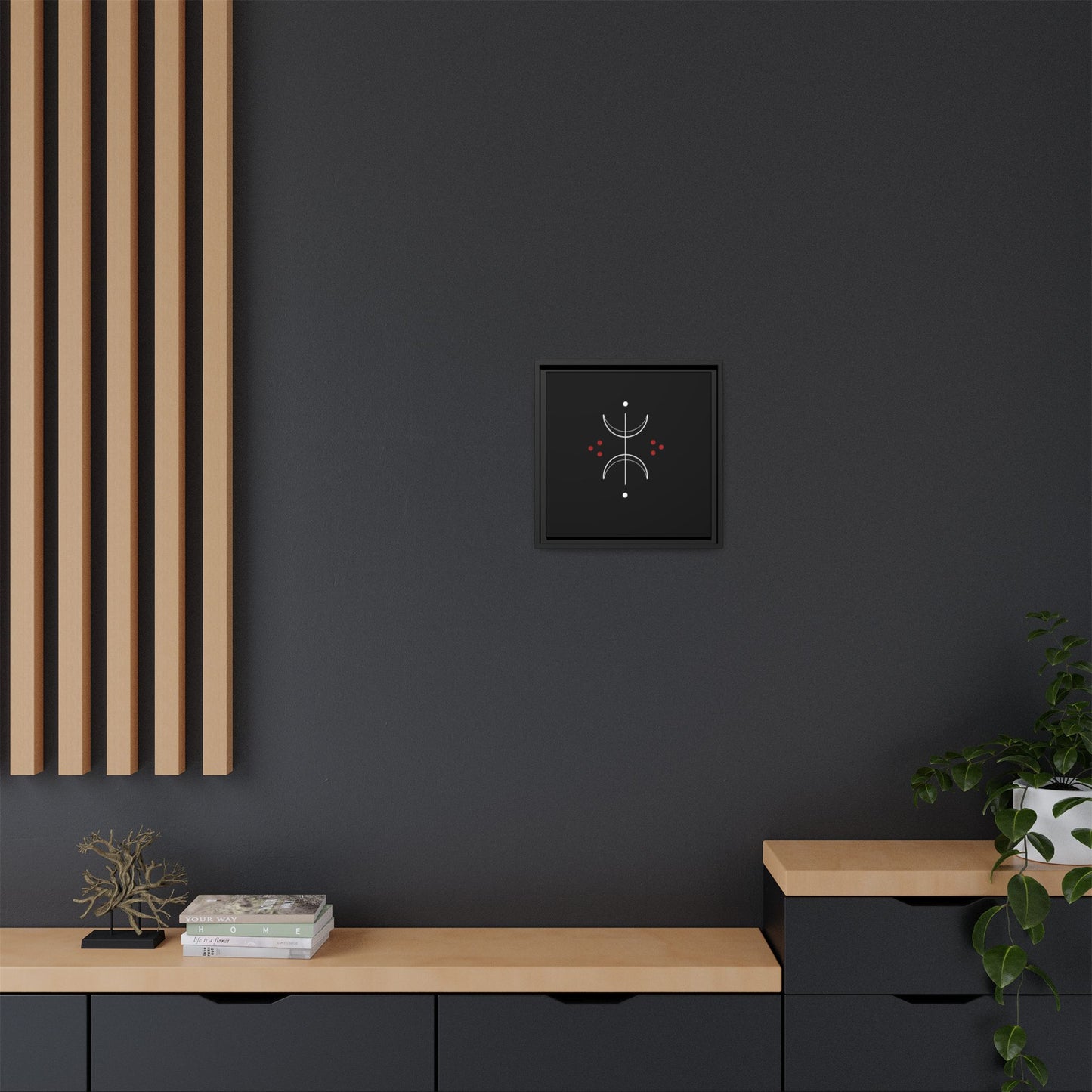 Minimalist Crescent Moon Wall Art — Matte Framed Canvas