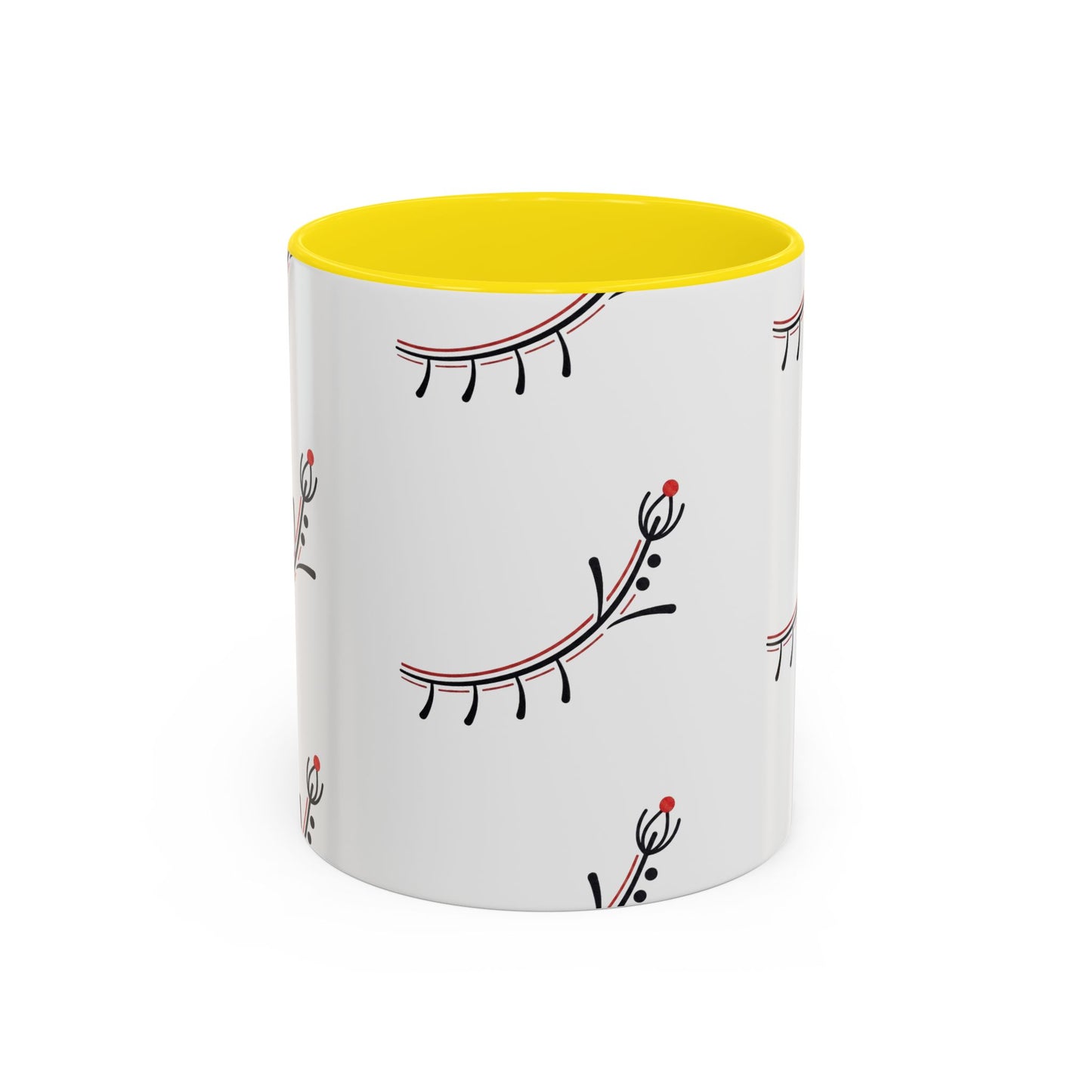 Floral Eyelash Accent Coffee Mug – Minimal Pink & Black Pattern (11/15 oz)