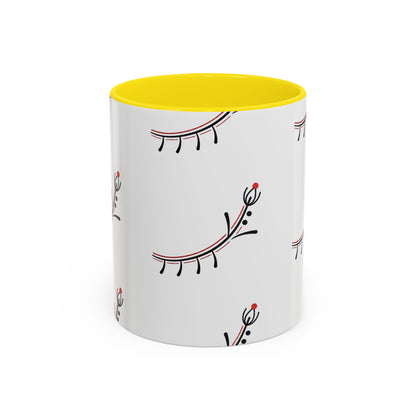 Floral Eyelash Accent Coffee Mug – Minimal Pink & Black Pattern (11/15 oz)
