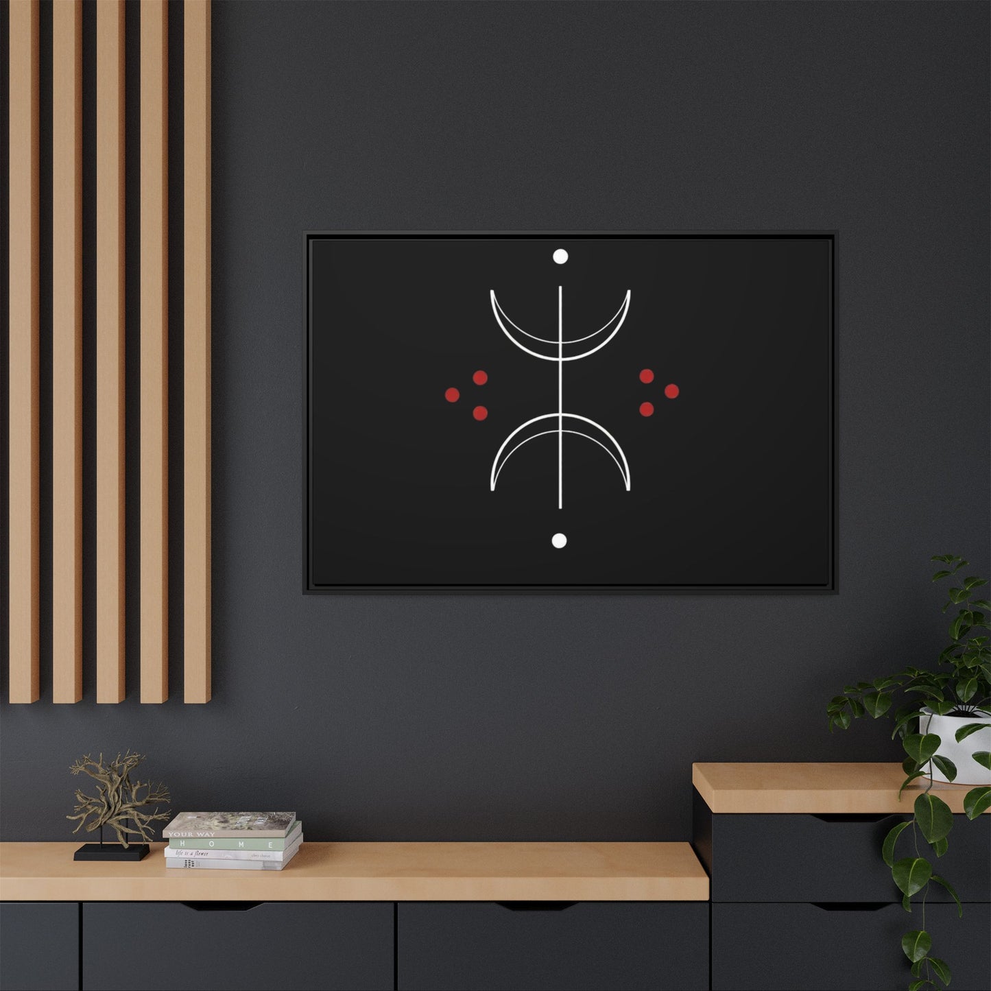 Minimalist Crescent Moon Wall Art — Matte Framed Canvas